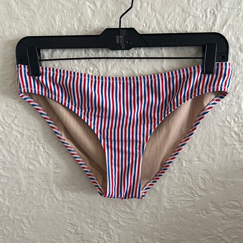 Old Navy Red White Blue Striped Bikini Bottoms Textured NWT Medium Swim July 4th